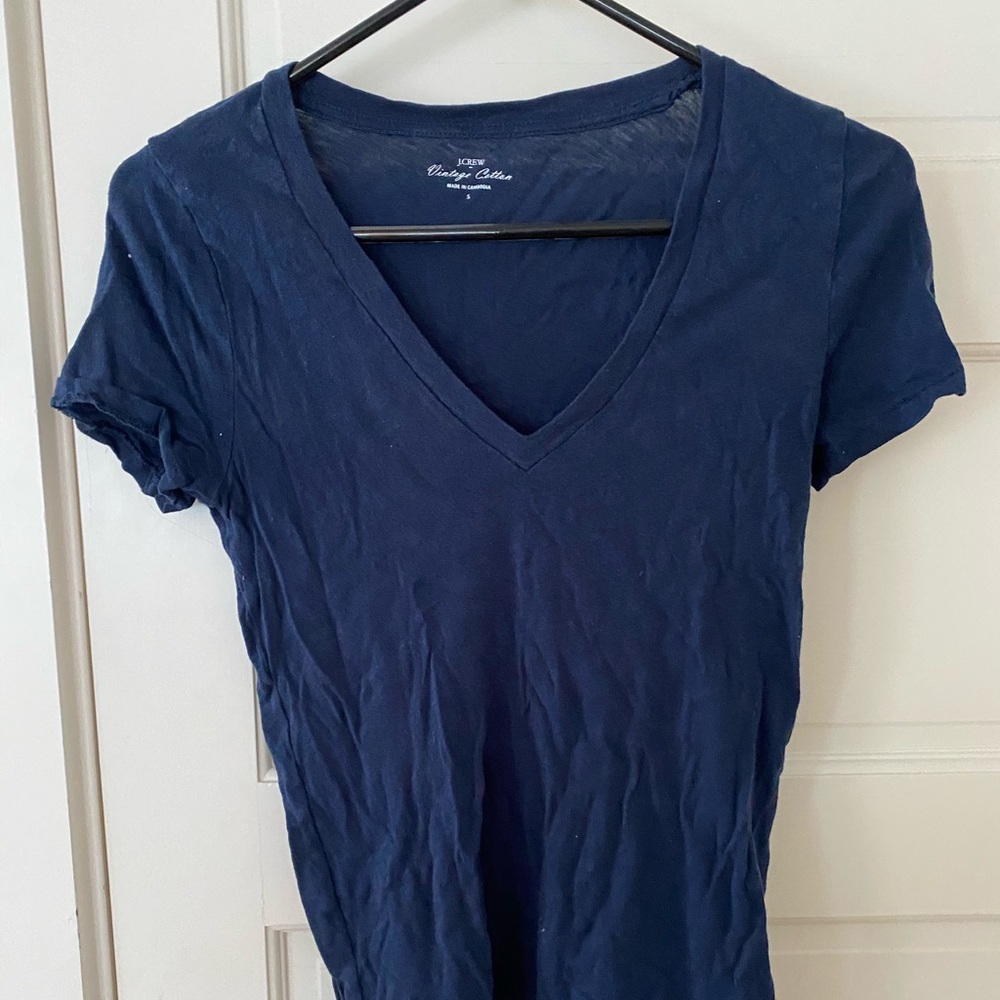 J Crew Vintage Cotton V-neck - Navy Blue